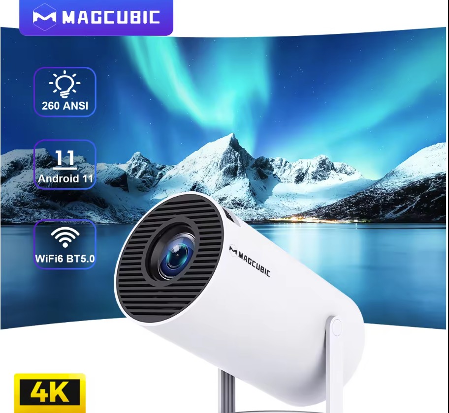 Magcubic HY300 Pro Projector Mini Portable | 4K Support Android 14 WiFi6 BT5.0 | 200 ANSI Home Theater & Outdoor
